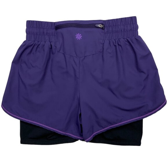 Athleta Ready Set 2 in 1 Shorts XXS 2XS Purple Built In Brief Athletic Running - Picture 11 of 12